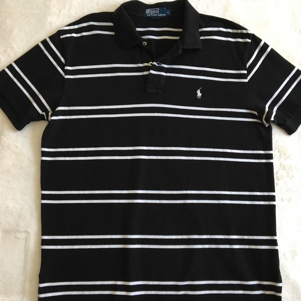 Black and white striped Polo shirt